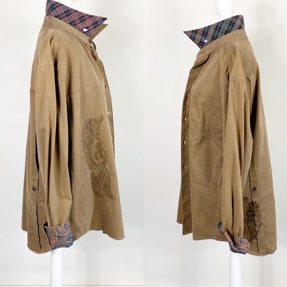 Robert Graham Shirt Tan Long Sleeve XL - Picture 4 of 8